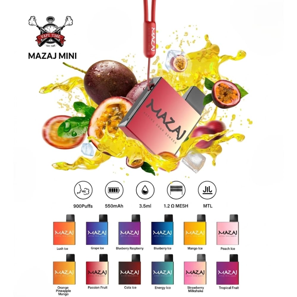 MAZAJ MINI سحبة سيجارة مزاج ميني 900 شفطة 20 نيكوت...